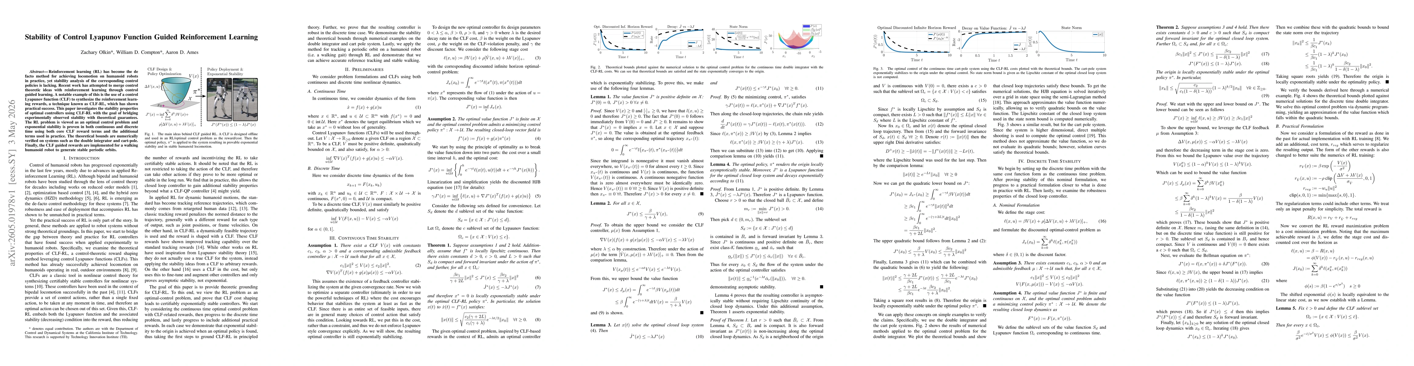 Thumbnail for Stability of Control Lyapunov Function Guided Reinforcement Learning
