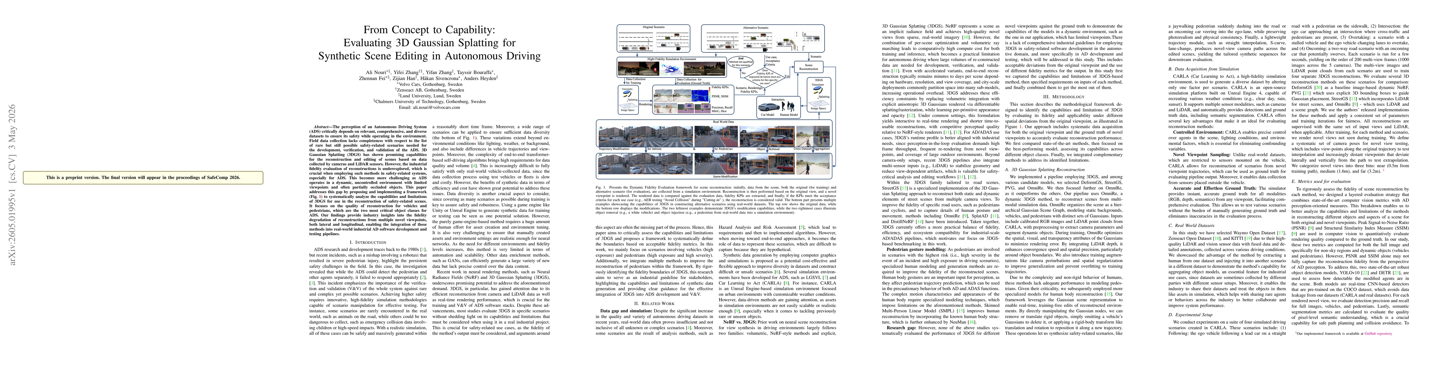 Thumbnail for From Concept to Capability: Evaluating 3D Gaussian Splatting for Synthetic Scene Editing in Autonomous Driving