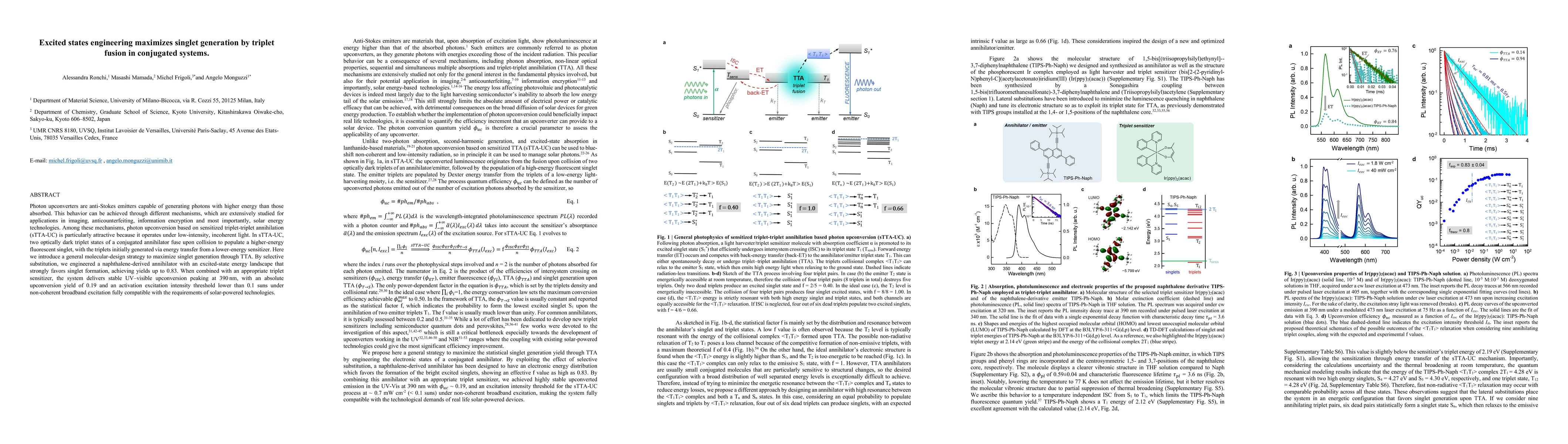Thumbnail for Excited states engineering maximizes singlet generation by triplet fusion in conjugated systems