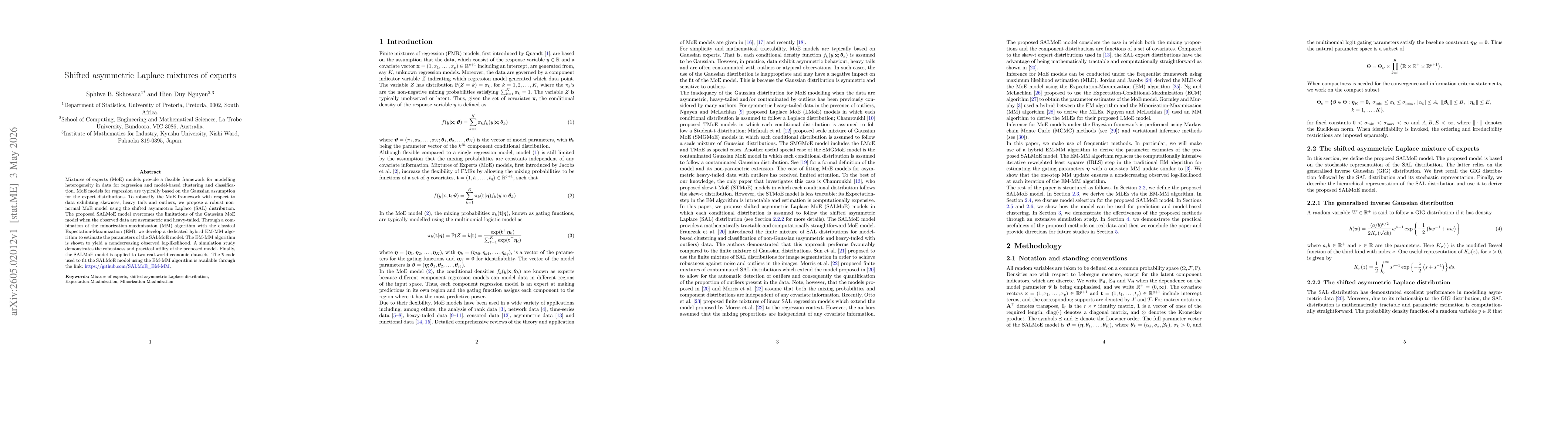 Thumbnail for Shifted asymmetric Laplace mixtures of experts