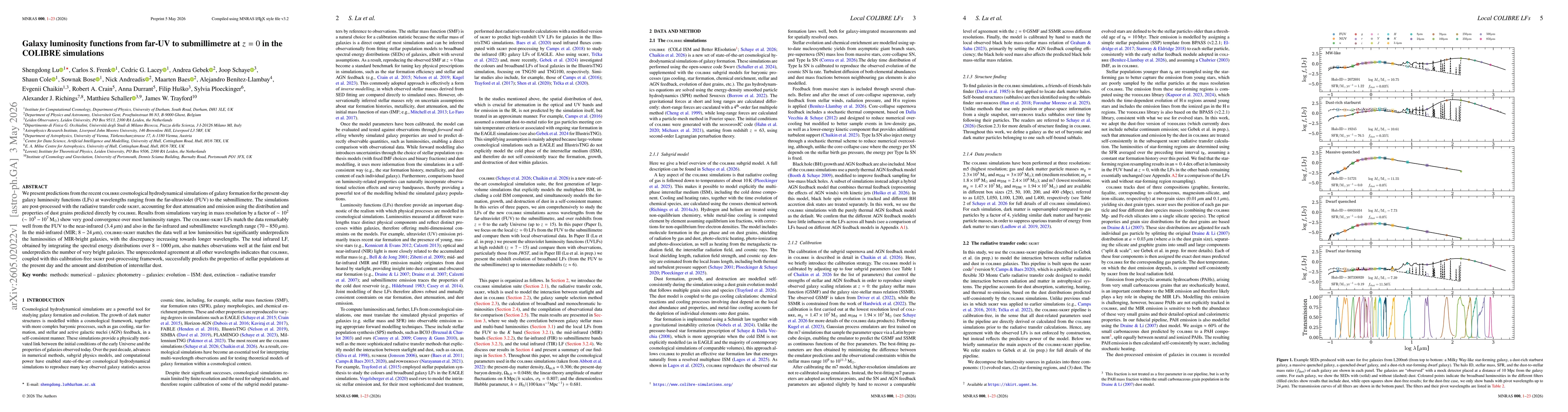 Thumbnail for Galaxy luminosity functions from far-UV to submillimetre at $z=0$ in the COLIBRE simulations