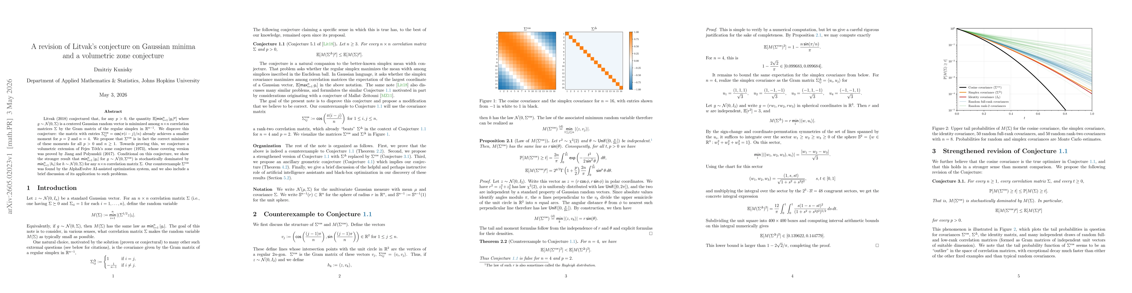 Thumbnail for A revision of Litvak's conjecture on Gaussian minima and a volumetric zone conjecture
