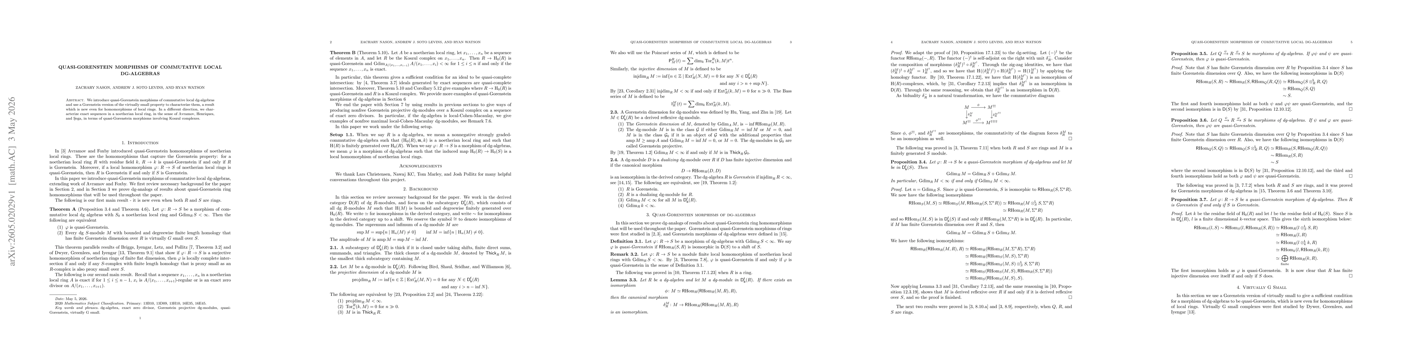 Thumbnail for Quasi-Gorenstein morphisms of commutative local dg-algebras