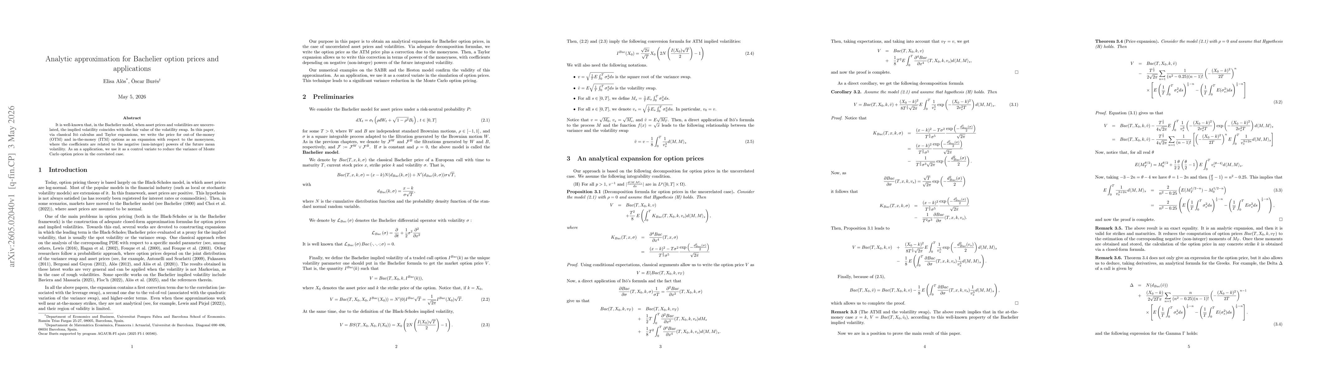 Thumbnail for Analytic approximation for Bachelier option prices and applications