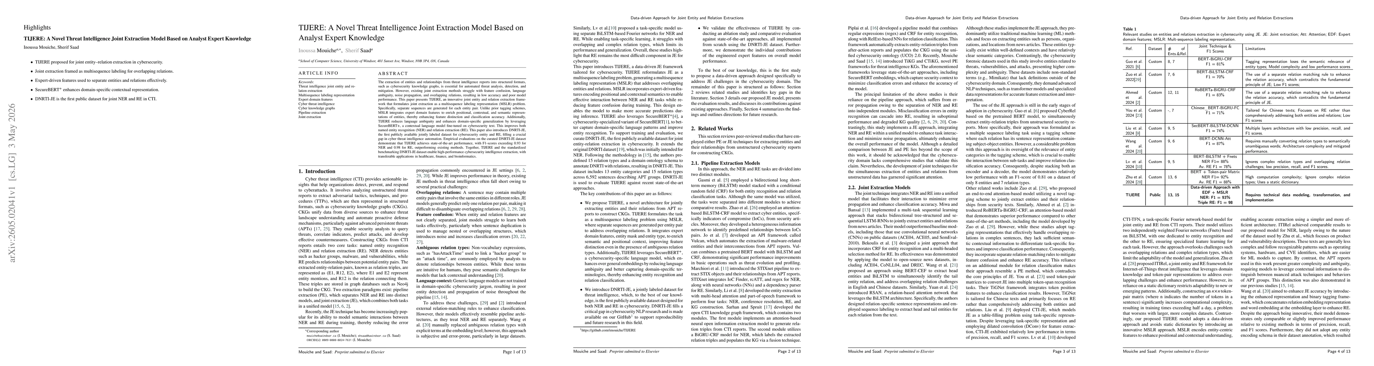 Thumbnail for TIJERE: A Novel Threat Intelligence Joint Extraction Model Based on Analyst Expert Knowledge