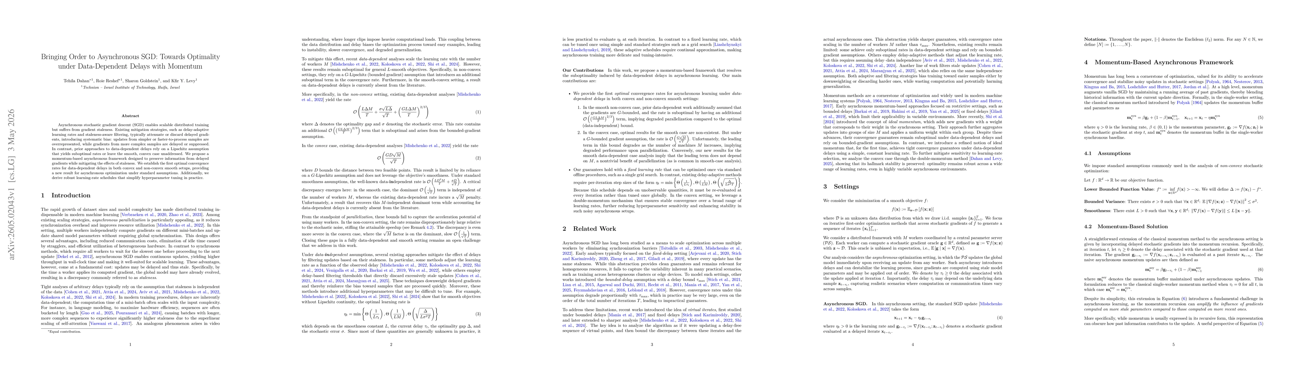 Thumbnail for Bringing Order to Asynchronous SGD: Towards Optimality under Data-Dependent Delays with Momentum