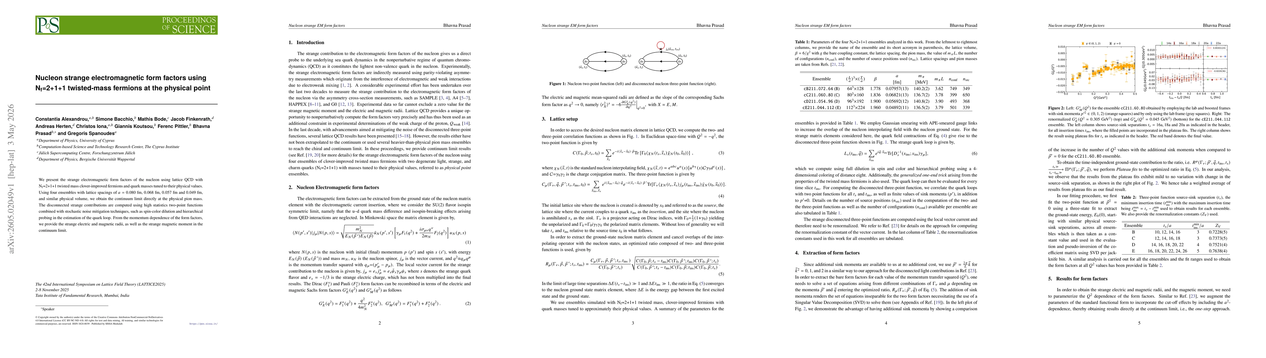 Thumbnail for Nucleon strange electromagnetic form factors using $N_f=2+1+1$ twisted-mass fermions at the physical point