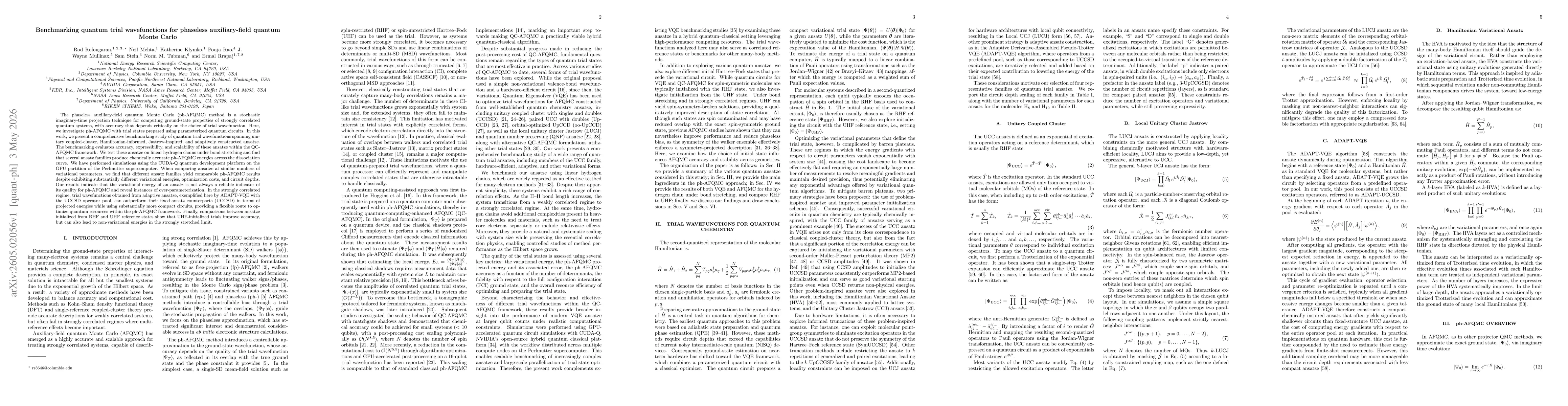 Thumbnail for Benchmarking quantum trial wavefunctions for phaseless auxiliary-field quantum Monte Carlo