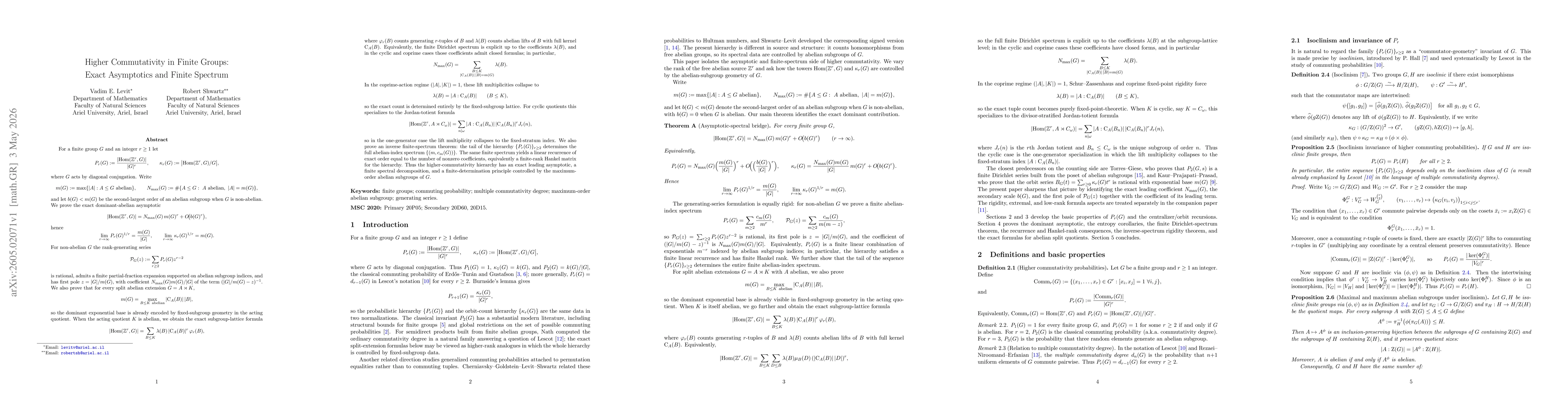 Thumbnail for Higher Commutativity in Finite Groups: Exact Asymptotics and Finite Spectrum