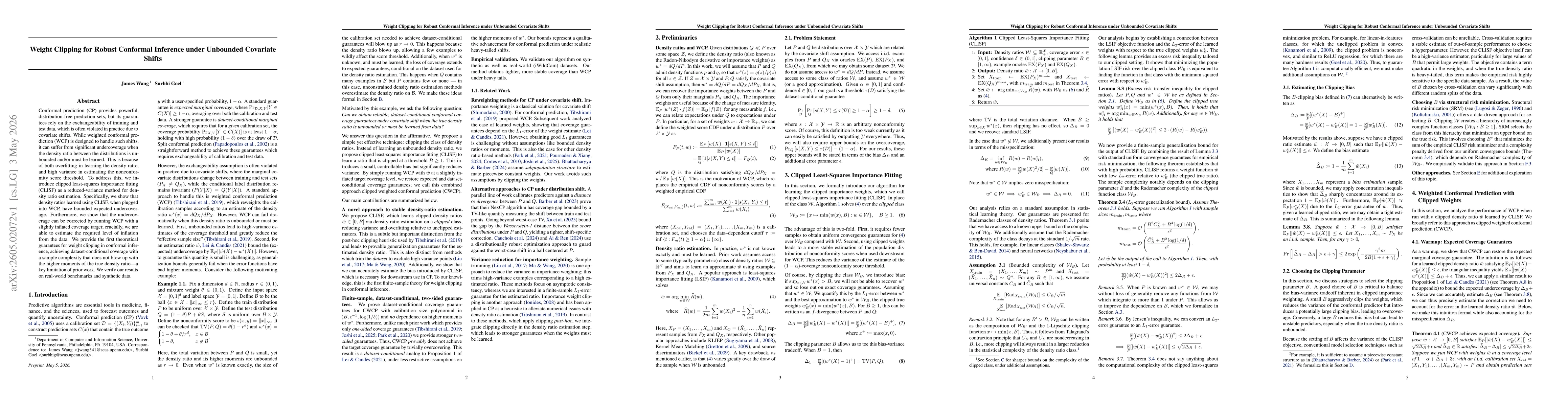 Thumbnail for Weight Clipping for Robust Conformal Inference under Unbounded Covariate Shifts