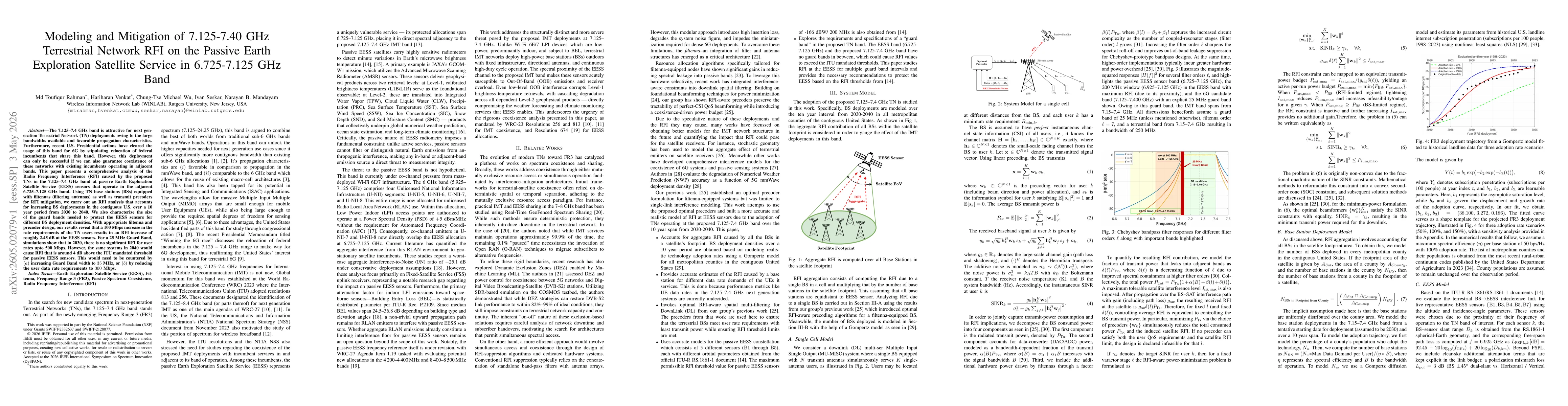 Thumbnail for Modeling and Mitigation of 7.125-7.40 GHz Terrestrial Network RFI on the Passive Earth Exploration Satellite Service in 6.725-7.125 GHz Band