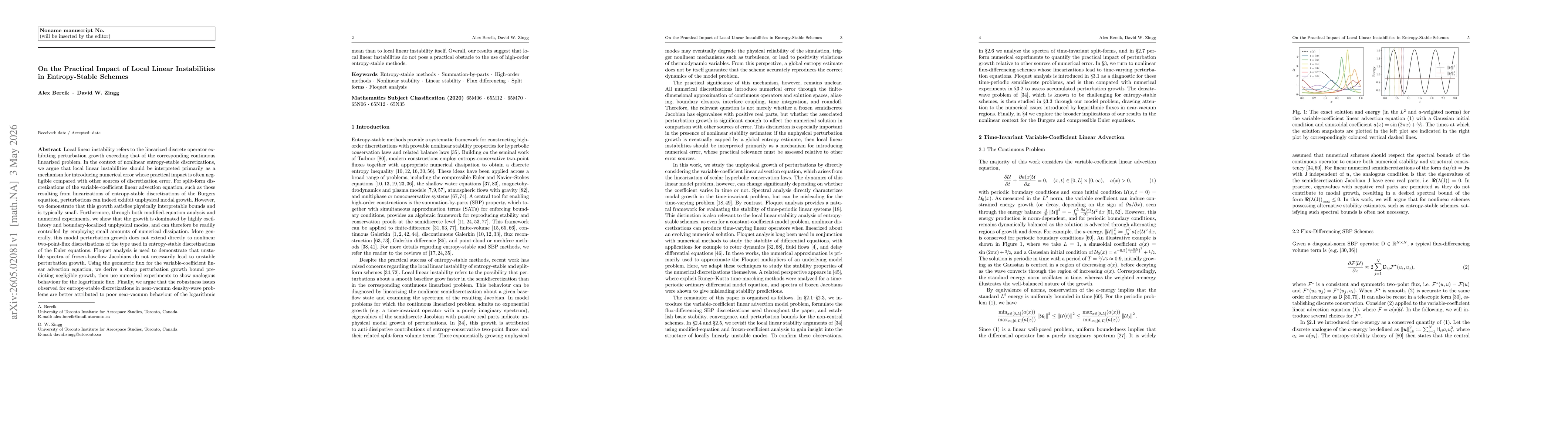 Thumbnail for On the Practical Impact of Local Linear Instabilities in Entropy-Stable Schemes