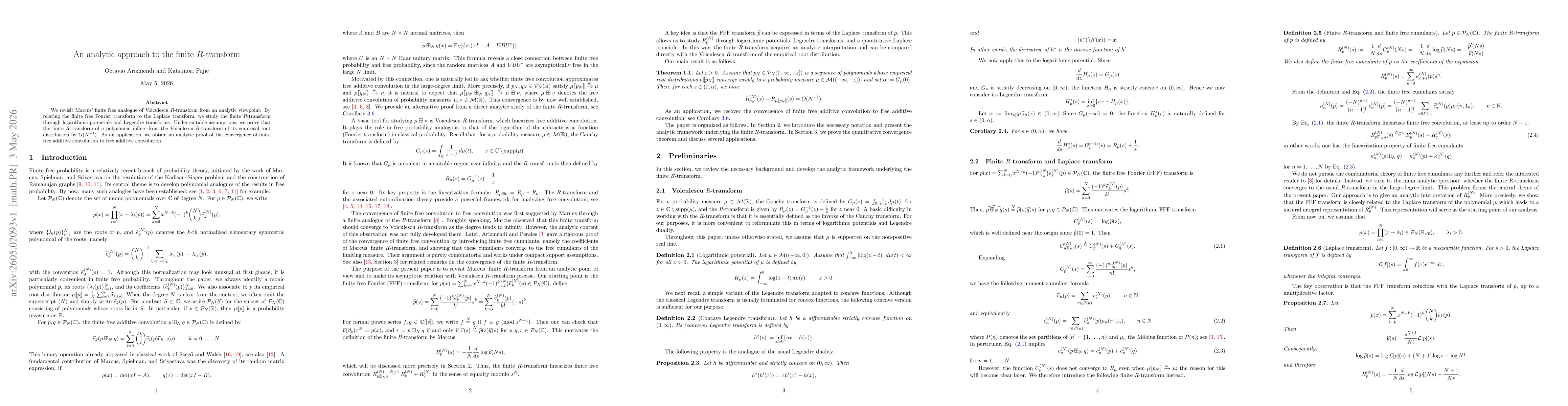 Thumbnail for An analytic approach to the finite R-transform