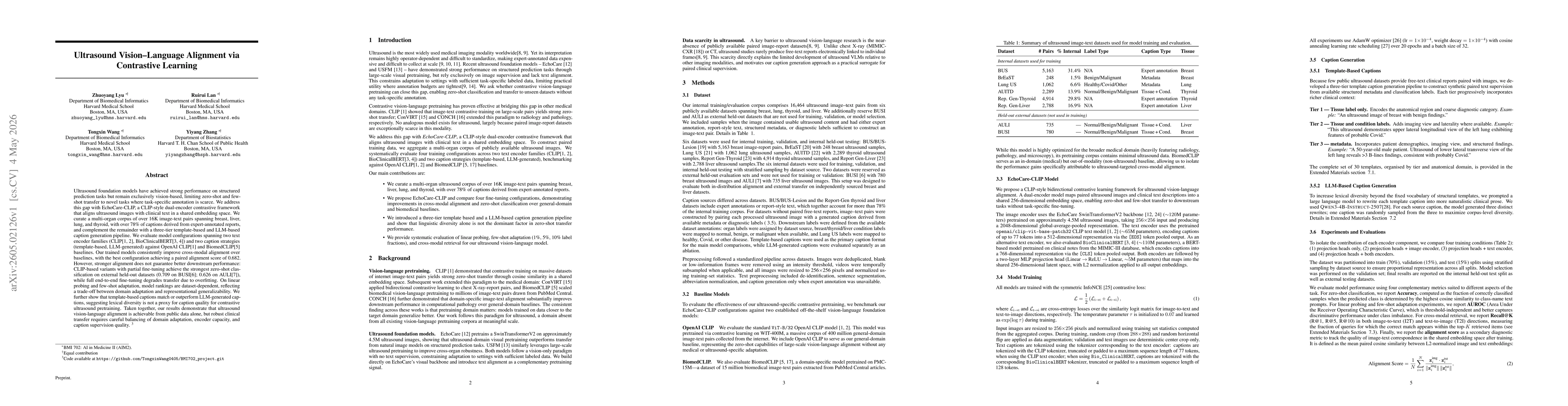 Thumbnail for Ultrasound Vision-Language Alignment via Contrastive Learning