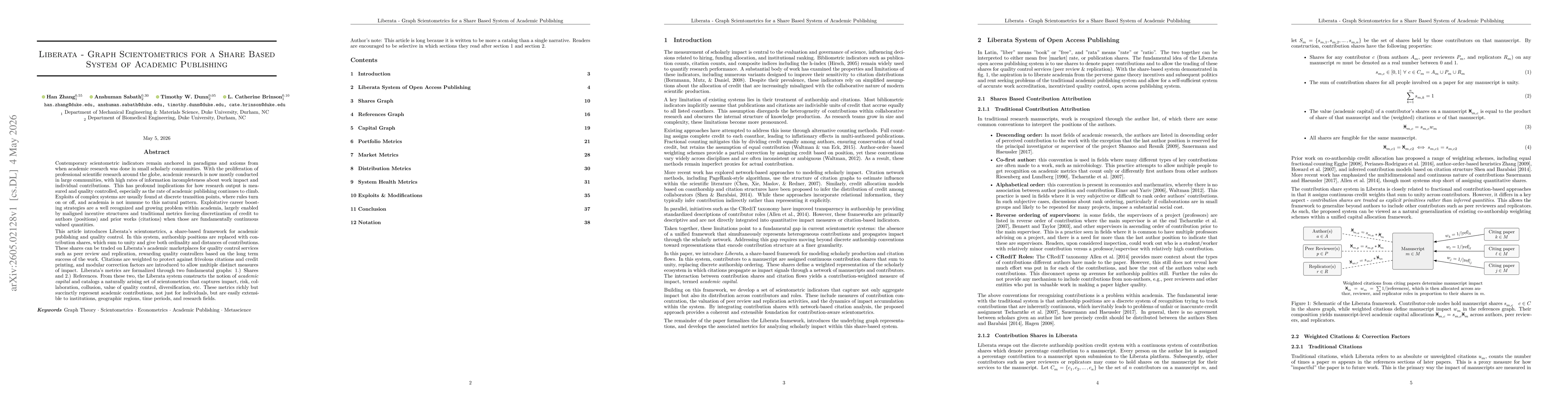 Thumbnail for Liberata -- Graph Scientometrics for a Share Based System of Academic Publishing