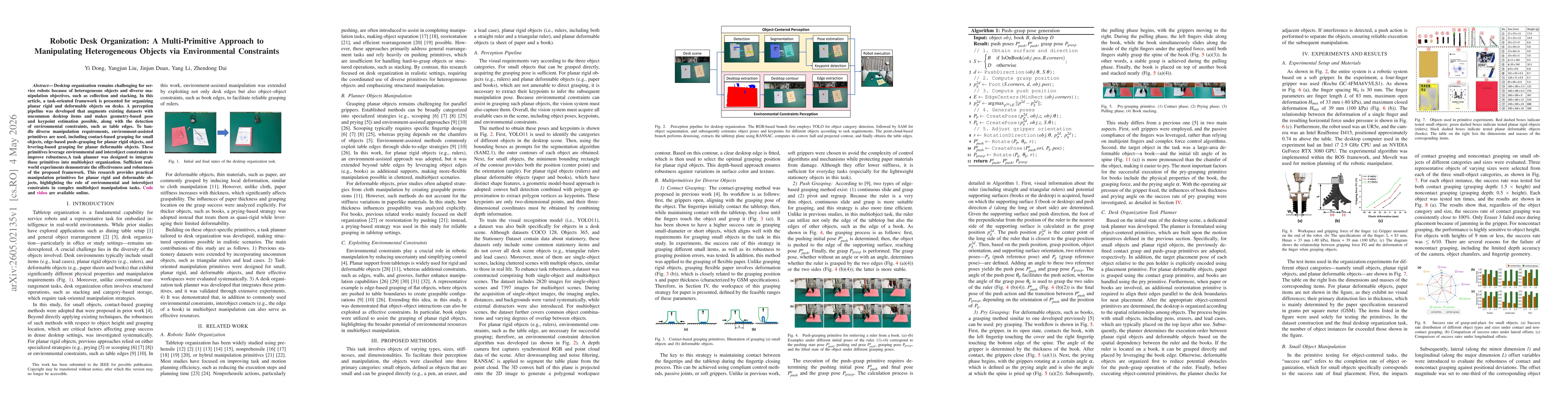 Thumbnail for Robotic Desk Organization: A Multi-Primitive Approach to Manipulating Heterogeneous Objects via Environmental Constraints
