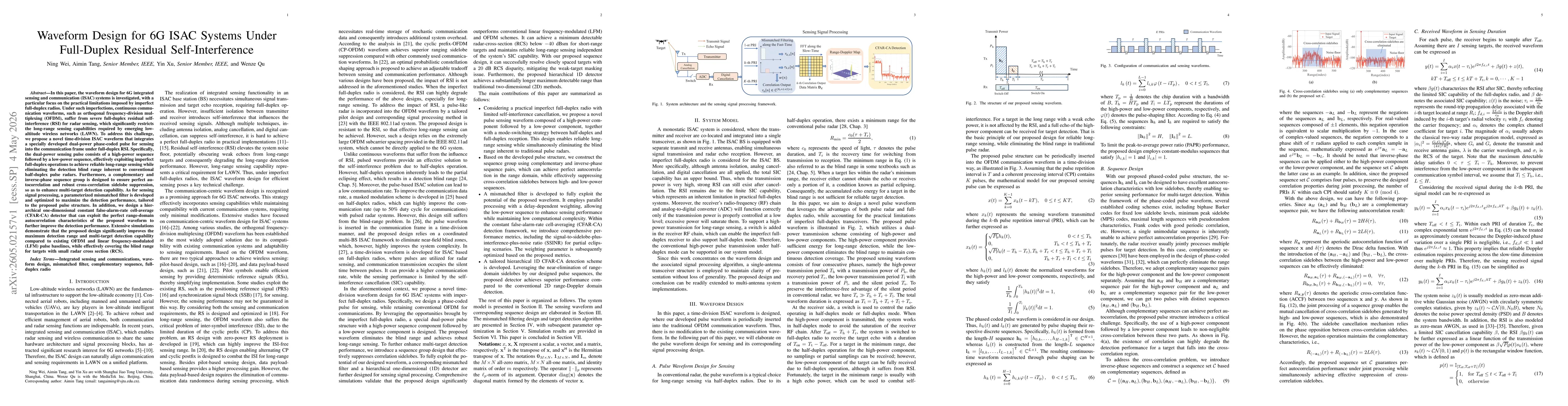 Thumbnail for Waveform Design for 6G ISAC Systems Under Full-Duplex Residual Self-Interference