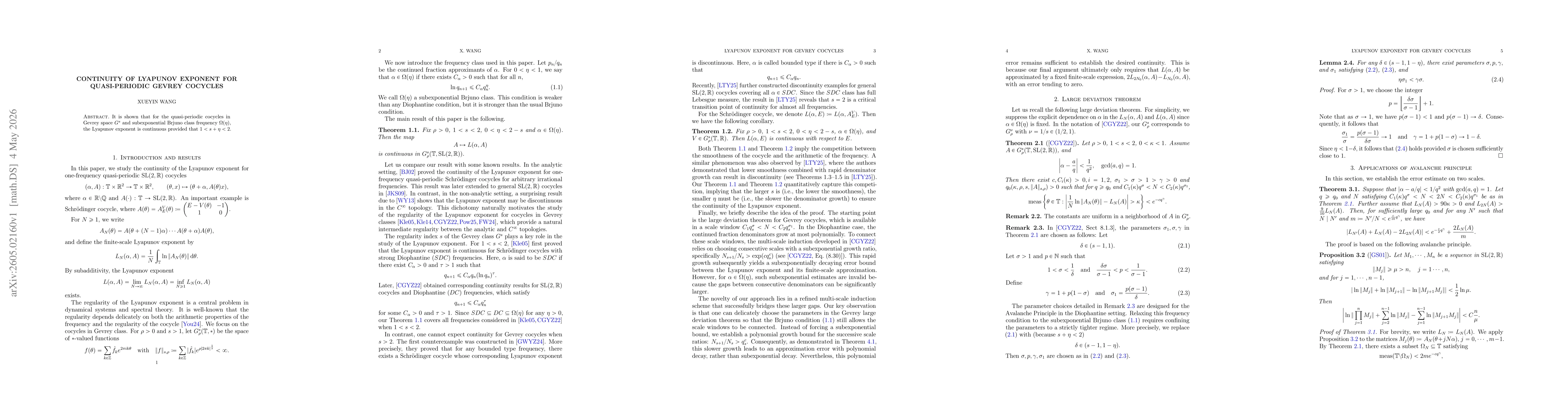 Thumbnail for Continuity of Lyapunov Exponent for Quasi-Periodic Gevrey Cocycles