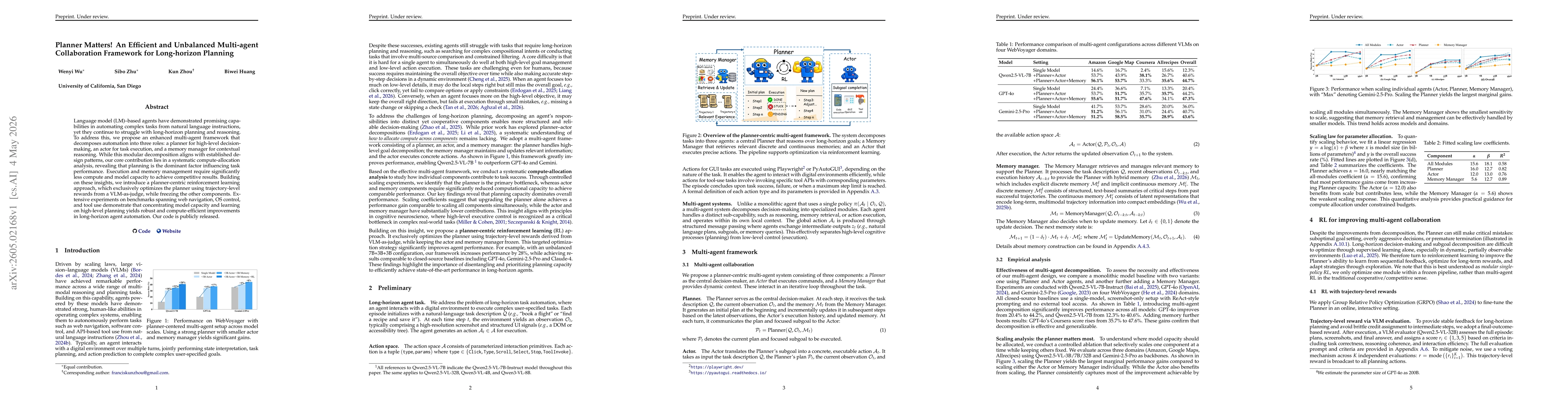 Thumbnail for Planner Matters! An Efficient and Unbalanced Multi-agent Collaboration Framework for Long-horizon Planning