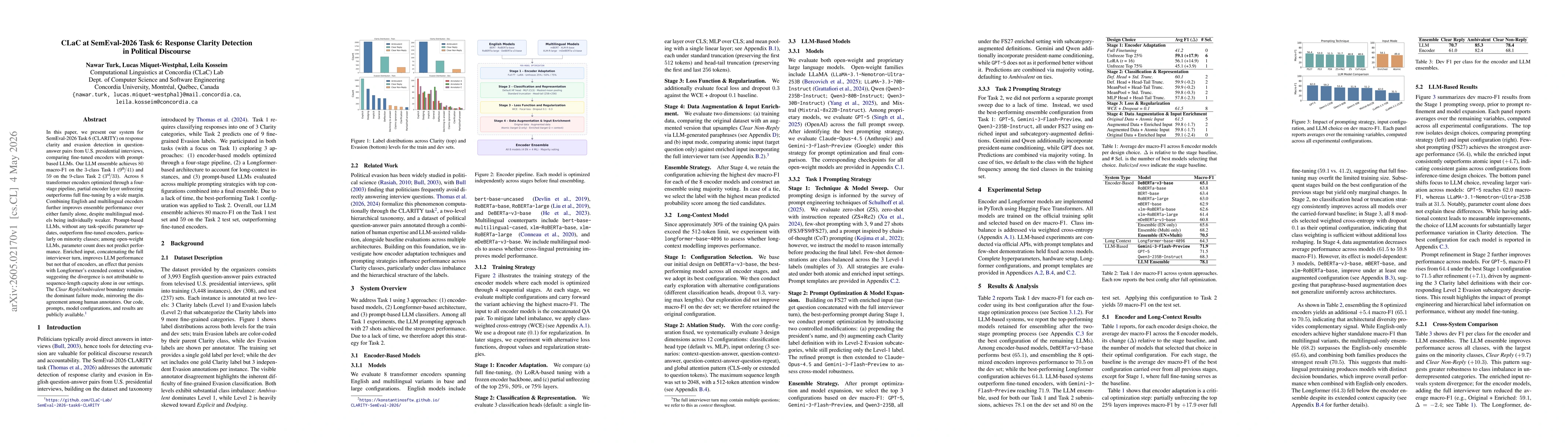 Thumbnail for CLaC at SemEval-2026 Task 6: Response Clarity Detection in Political Discourse