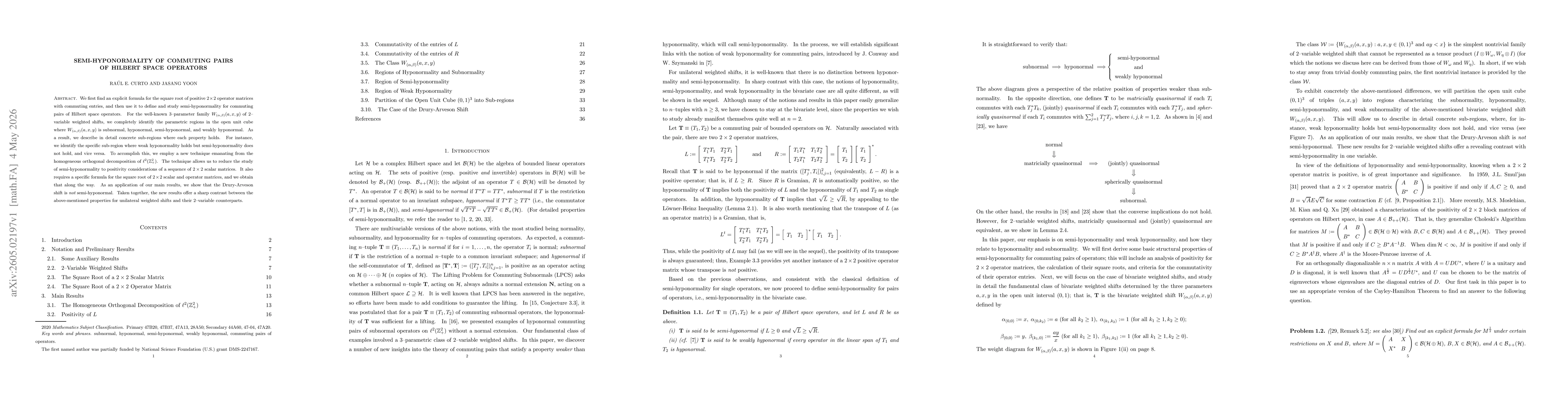 Thumbnail for Semi-hyponormality of commuting pairs of Hilbert space operators