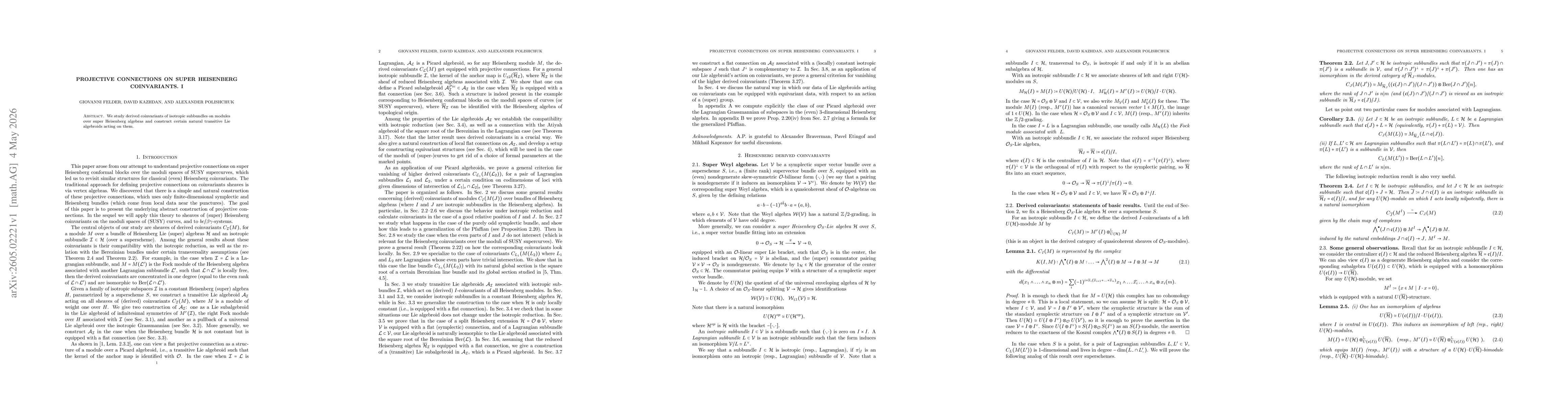 Thumbnail for Projective connections on super Heisenberg coinvariants. I