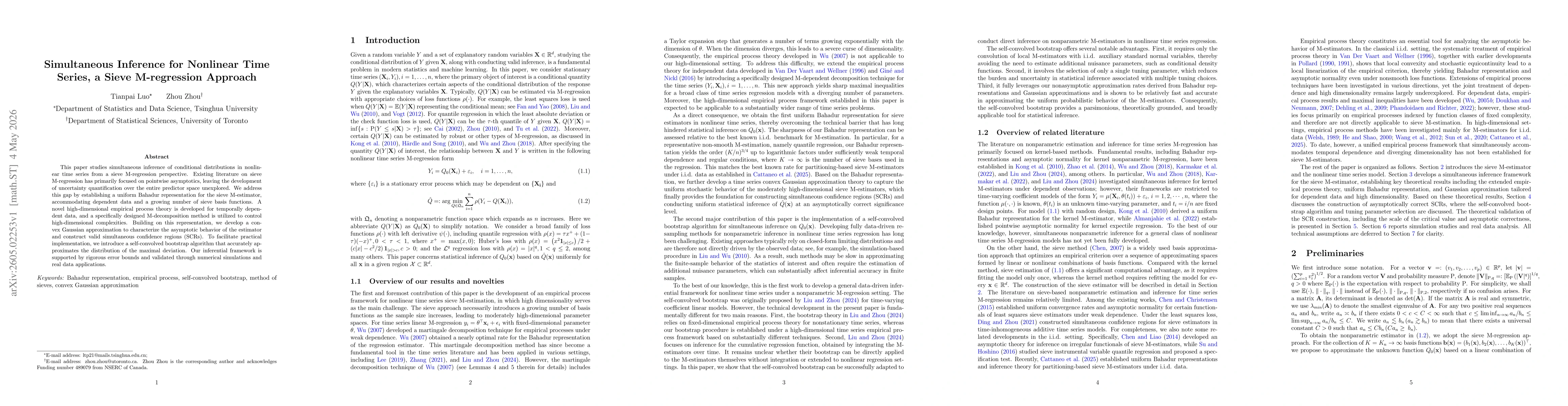 Thumbnail for Simultaneous Inference for Nonlinear Time Series, a Sieve M-regression Approach