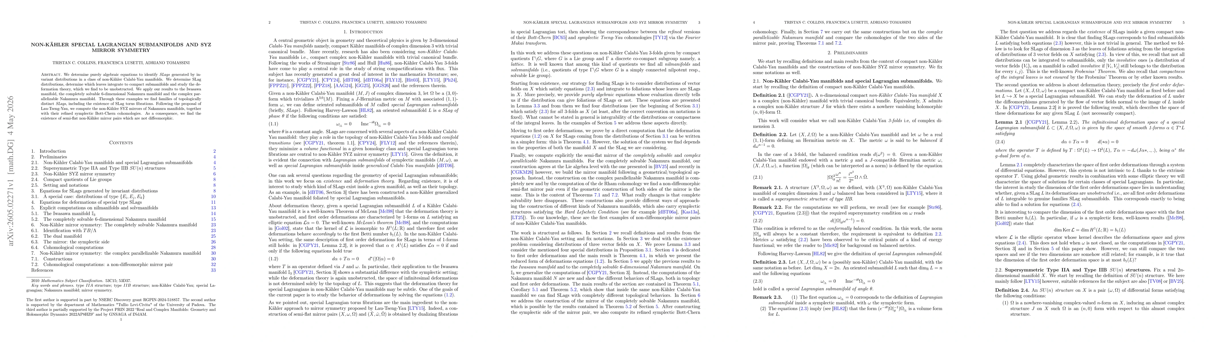 Thumbnail for Non-Kähler Special Lagrangian submanifolds and SYZ mirror symmetry