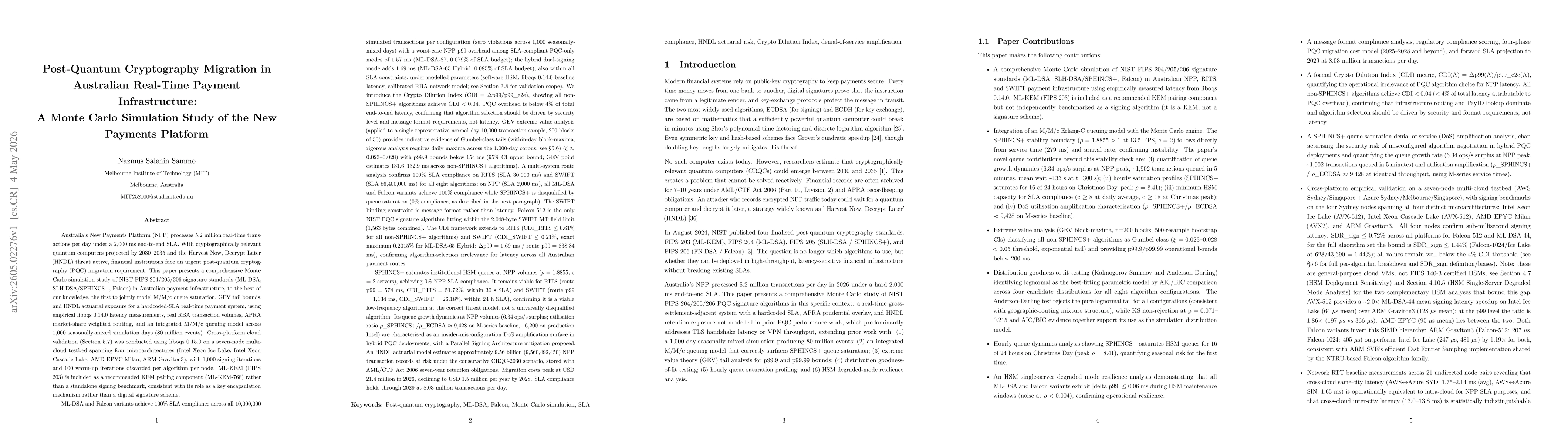Thumbnail for Post-Quantum Cryptography Migration in Australian Real-Time Payment Infrastructure: A Monte Carlo Simulation Study of the New Payments Platform