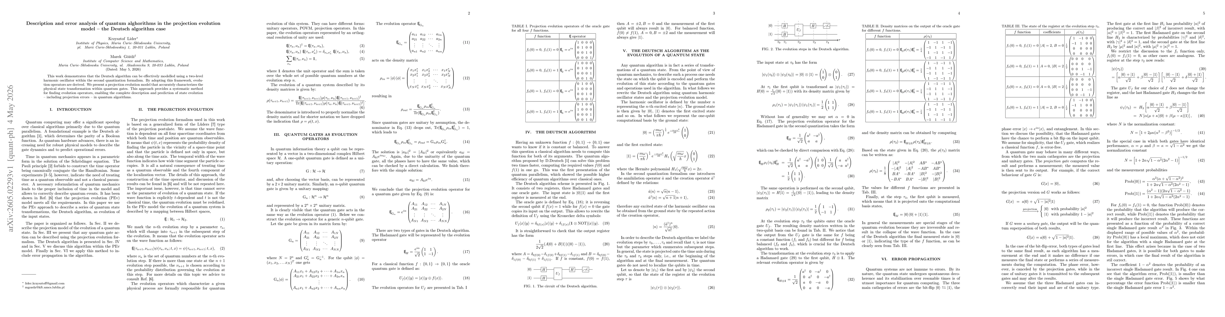 Thumbnail for Description and error analysis of quantum alghorithms in the projection evolution model -- the Deutsch algorithm case