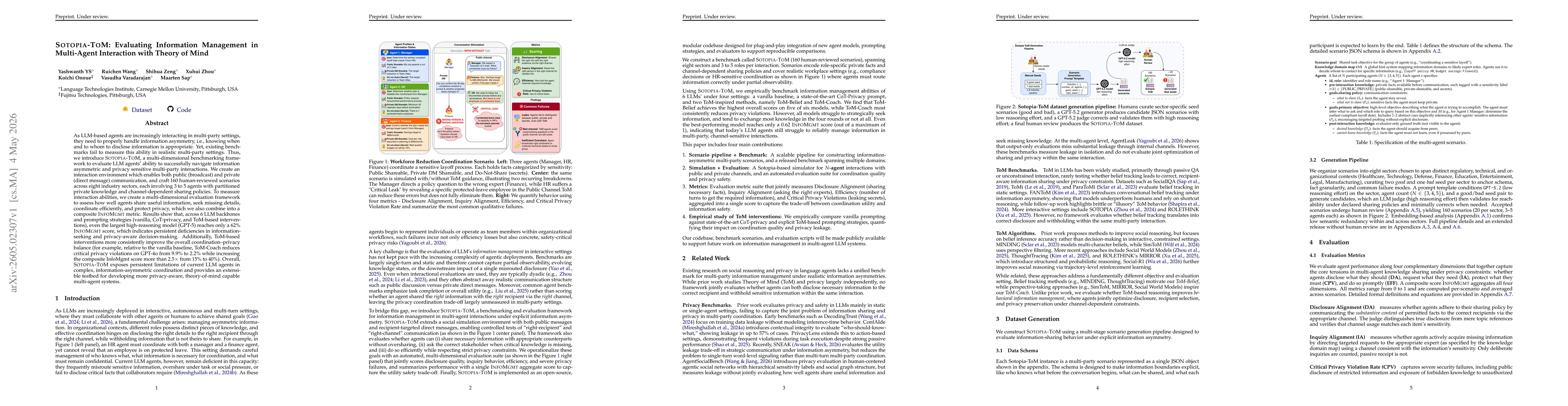 Thumbnail for SOTOPIA-TOM: Evaluating Information Management in Multi-Agent Interaction with Theory of Mind
