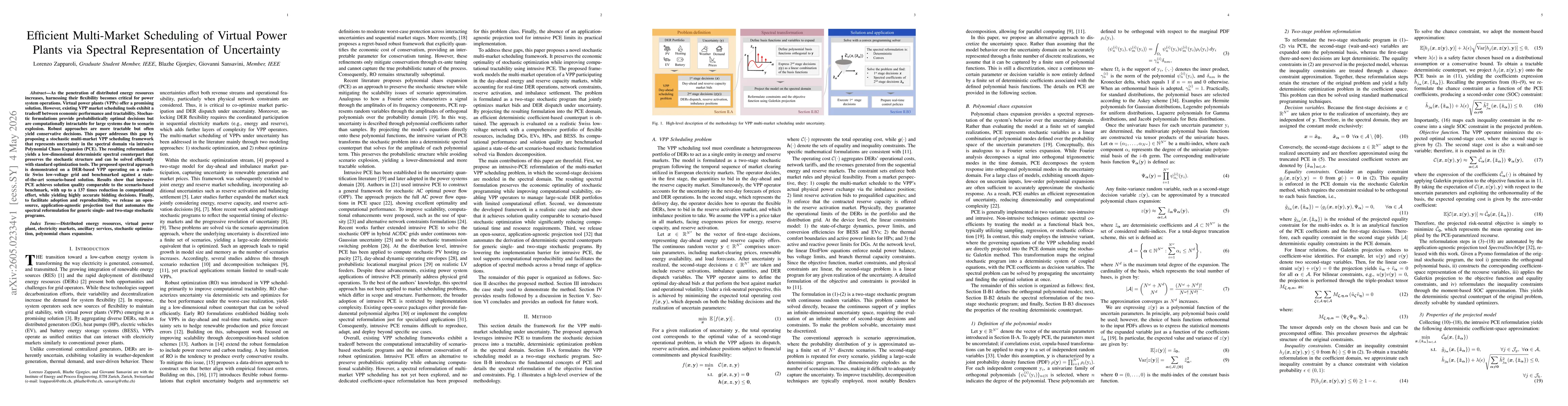 Thumbnail for Efficient Multi-Market Scheduling of Virtual Power Plants via Spectral Representation of Uncertainty