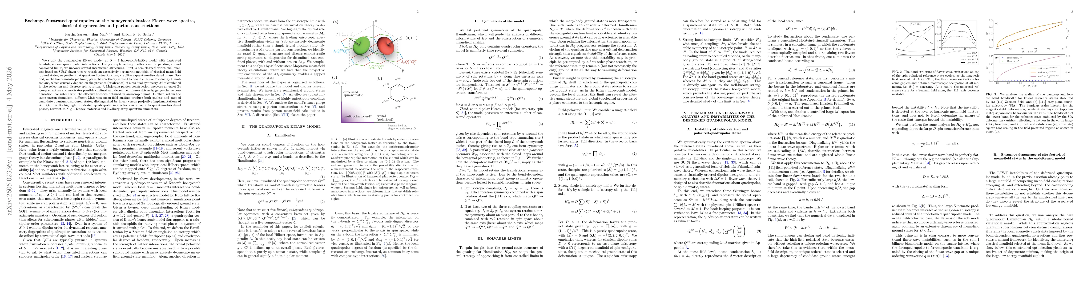 Thumbnail for Exchange-frustrated quadrupoles on the honeycomb lattice: Flavor-wave spectra, classical degeneracies and parton constructions