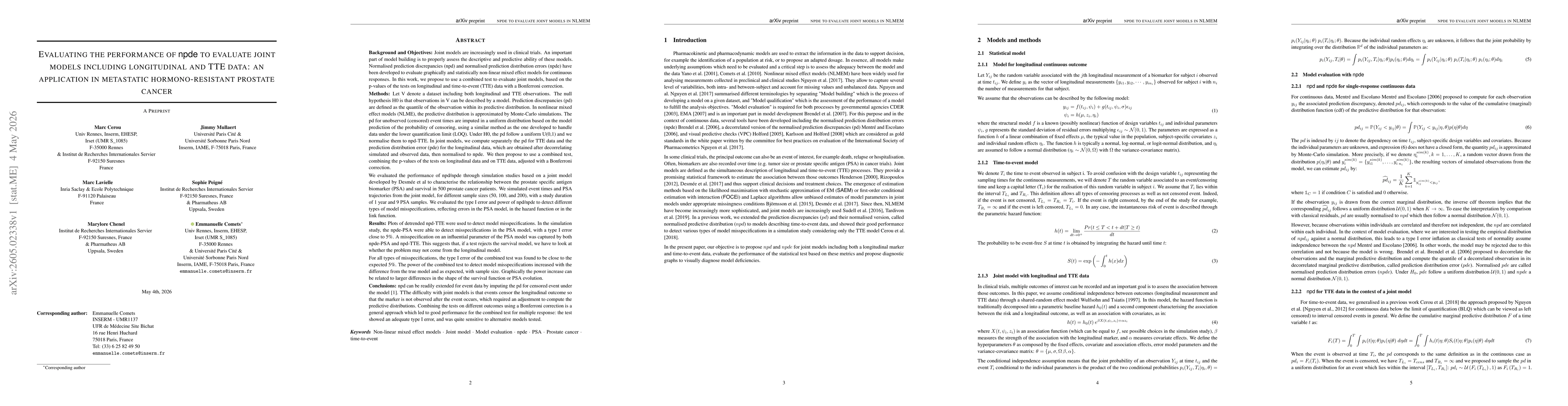 Thumbnail for Evaluation of the npde performance for the evaluation of joint model with longitudinal and TTE data: an application in metastatic hormono-resistant prostate cancer