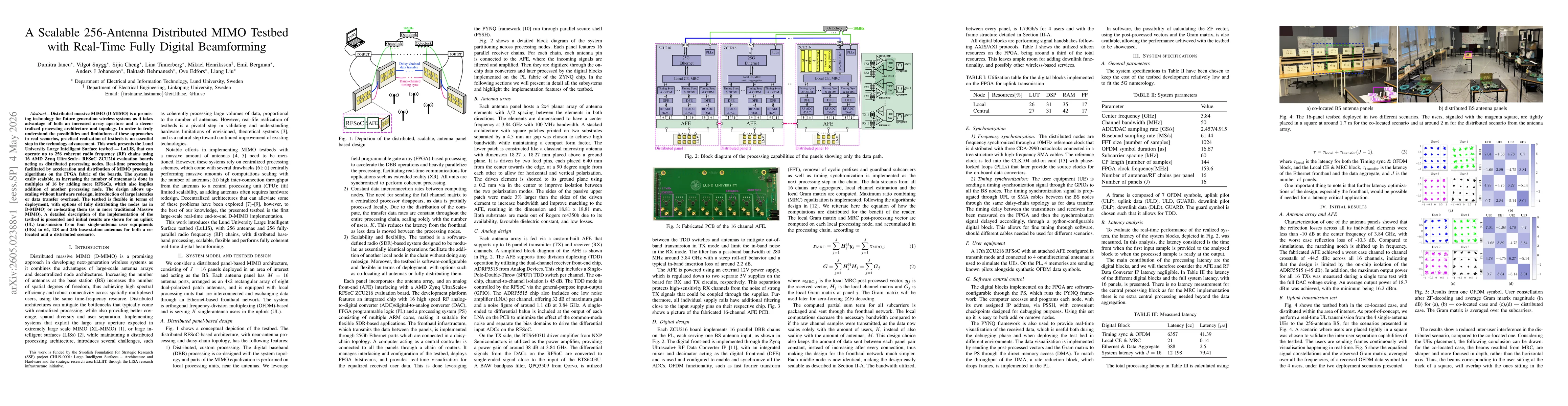 Thumbnail for A Scalable 256-Antenna Distributed MIMO Testbed with Real-Time Fully Digital Beamforming