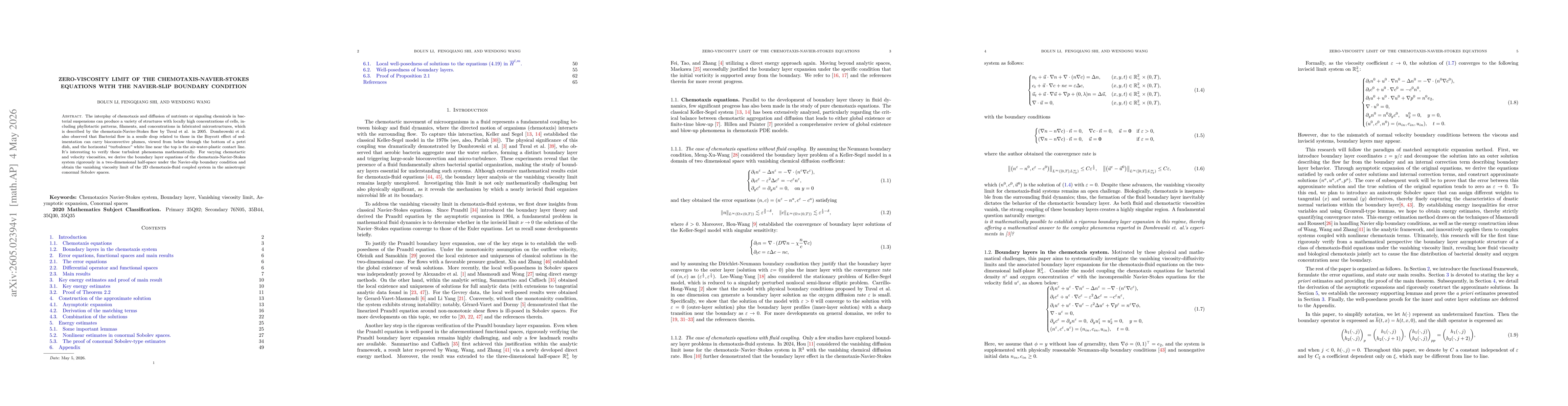Thumbnail for Zero-viscosity limit of the chemotaxis-Navier-Stokes equations with the Navier-slip boundary condition