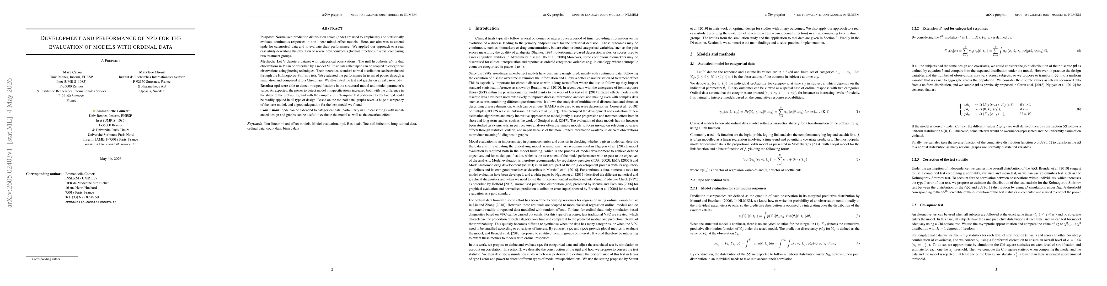Thumbnail for Development and performance of npd for the evaluation of models with ordinal data