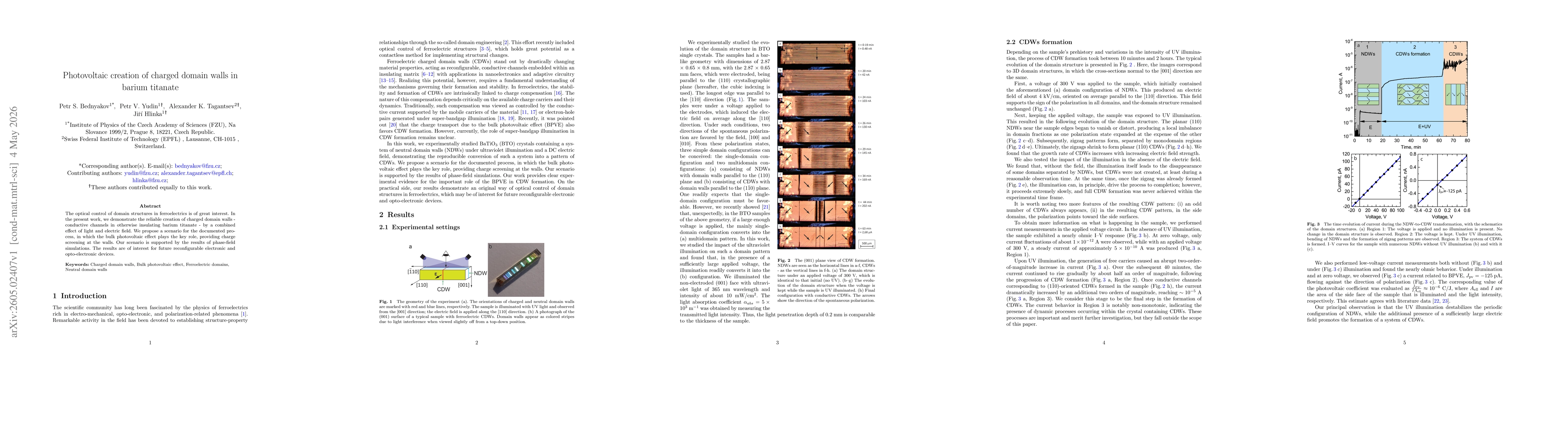 Thumbnail for Photovoltaic creation of charged domain walls in barium titanate