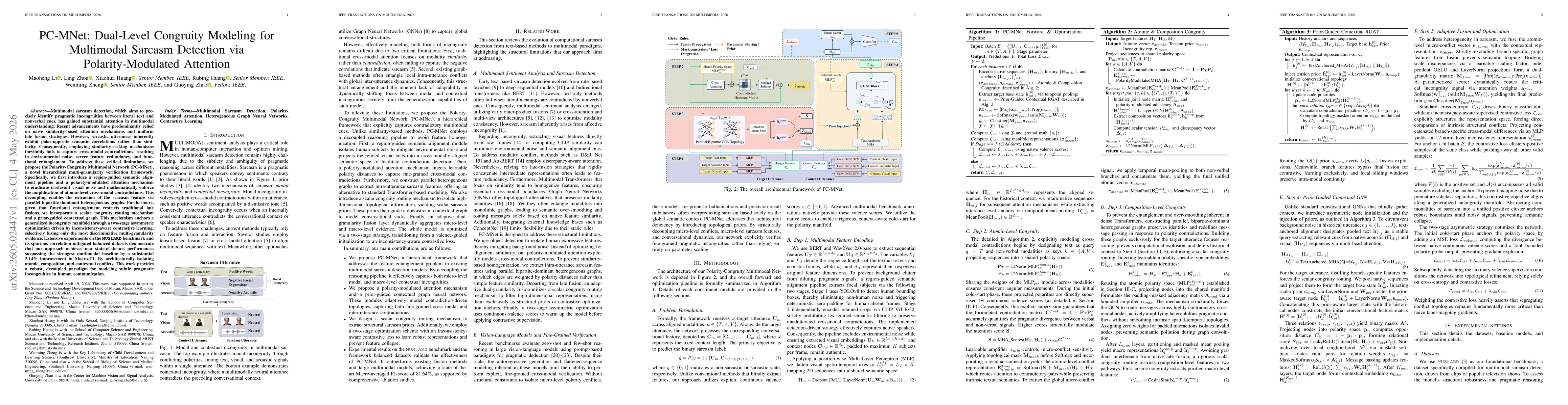 Thumbnail for PC-MNet: Dual-Level Congruity Modeling for Multimodal Sarcasm Detection via Polarity-Modulated Attention
