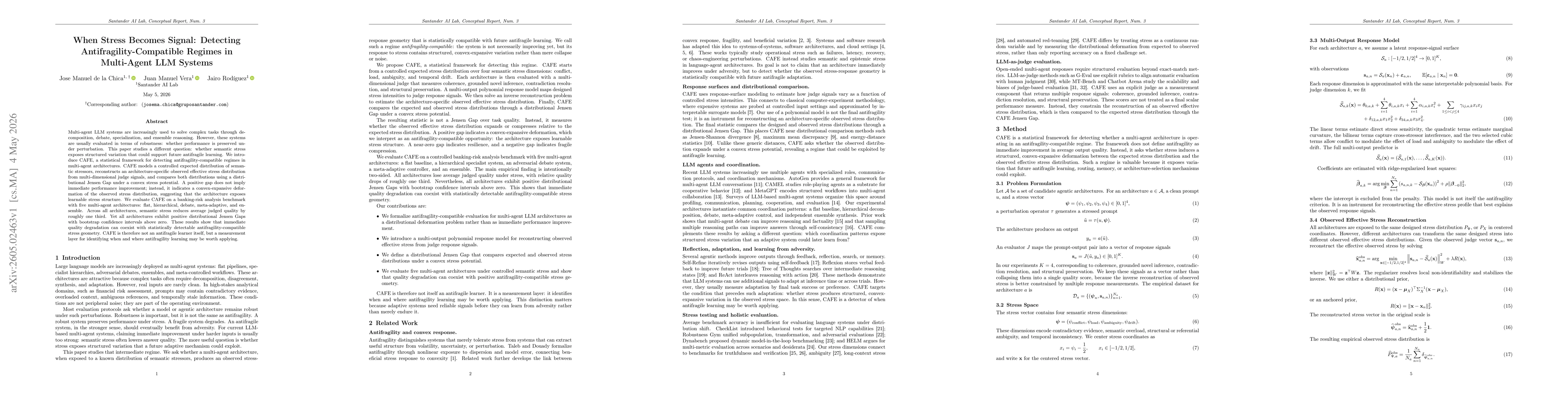 Thumbnail for When Stress Becomes Signal: Detecting Antifragility-Compatible Regimes in Multi-Agent LLM Systems