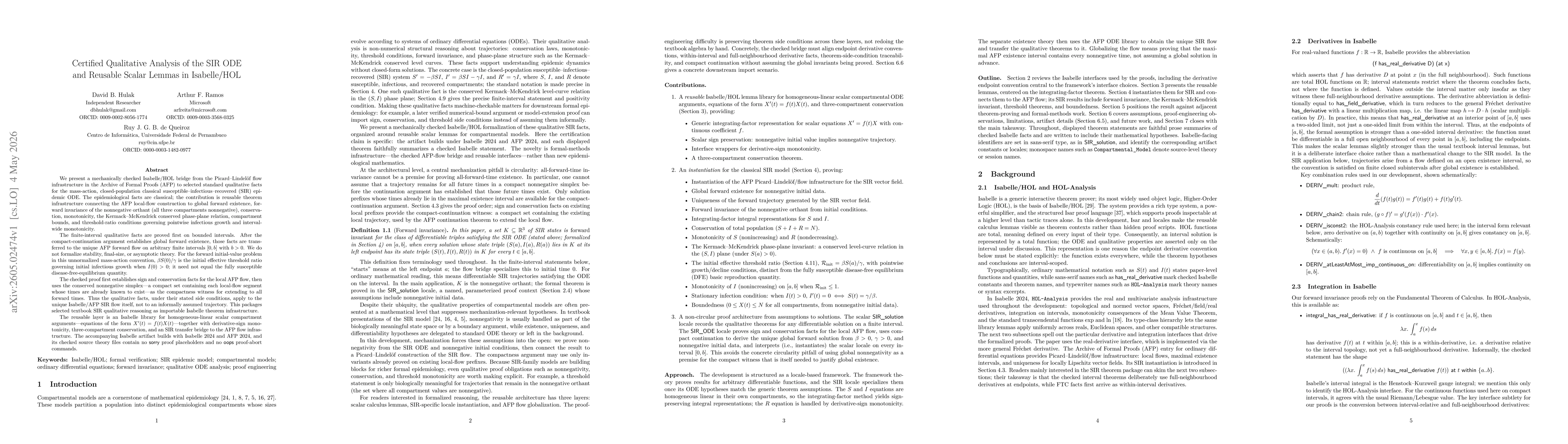 Thumbnail for Certified Qualitative Analysis of the SIR ODE and Reusable Scalar Lemmas in Isabelle/HOL