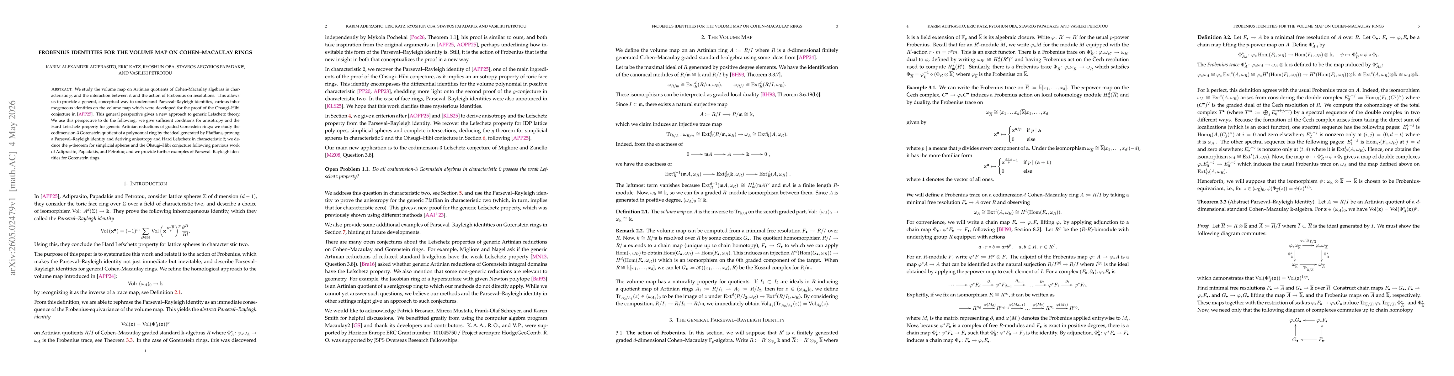 Thumbnail for Frobenius identities for the volume map on Cohen--Macaulay rings