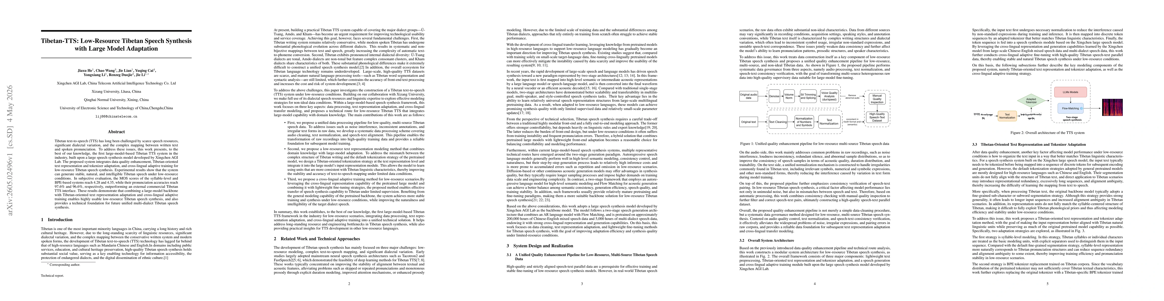 Thumbnail for Tibetan-TTS:Low-Resource Tibetan Speech Synthesis with Large Model Adaptation