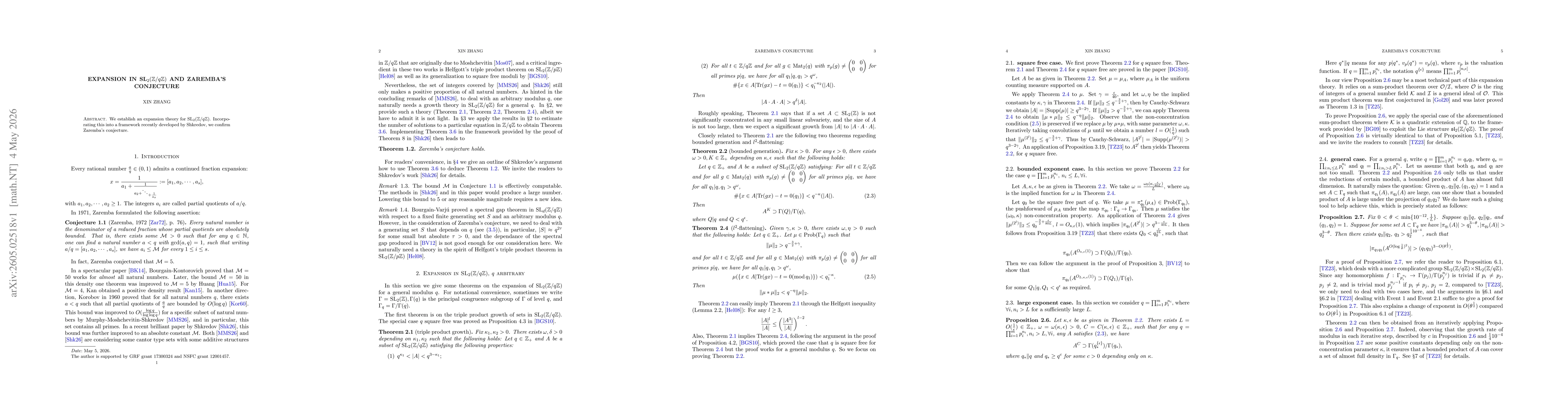 Thumbnail for Expansion in $\text{SL}_2(\mathbb Z/q\mathbb Z)$ and Zaremba's conjecture