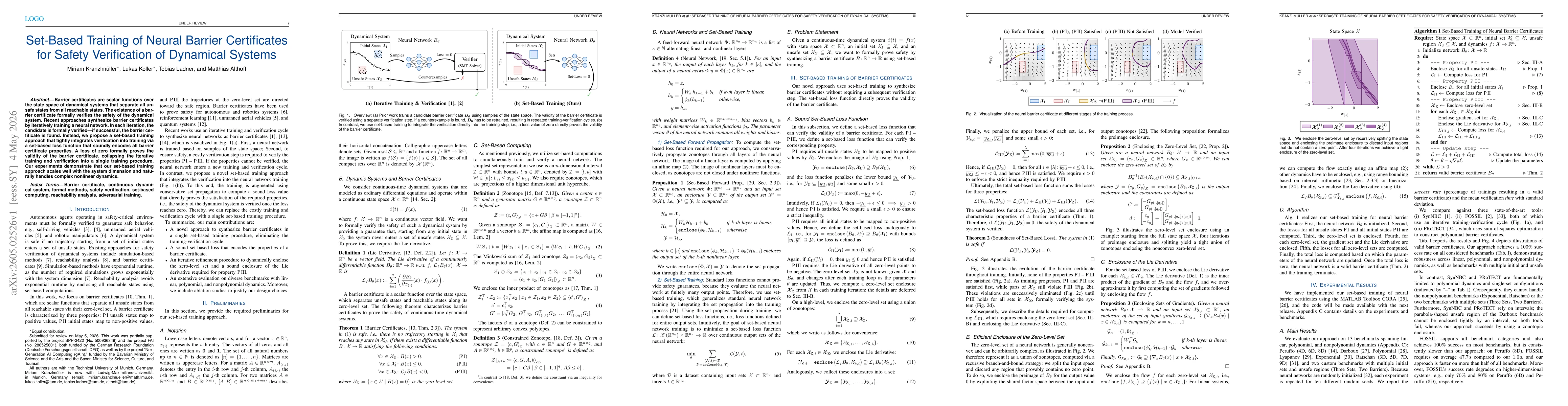 Thumbnail for Set-Based Training of Neural Barrier Certificates for Safety Verification of Dynamical Systems