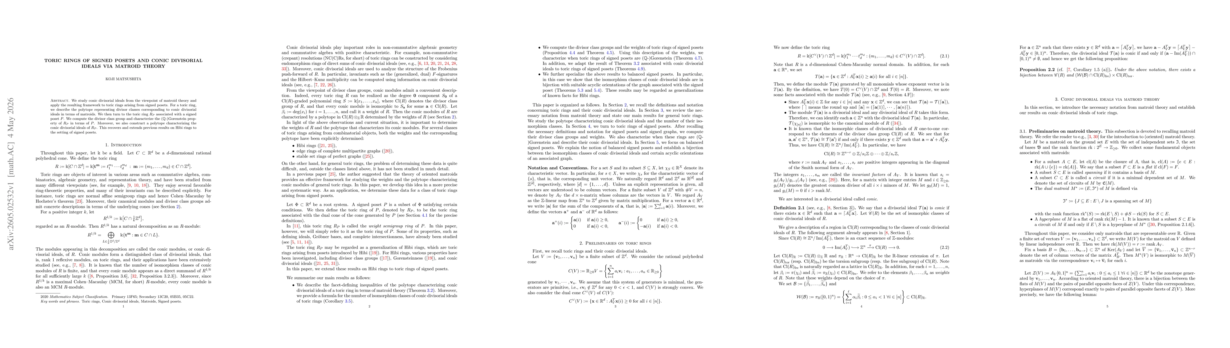 Thumbnail for Toric rings of signed posets and conic divisorial ideals via matroid theory