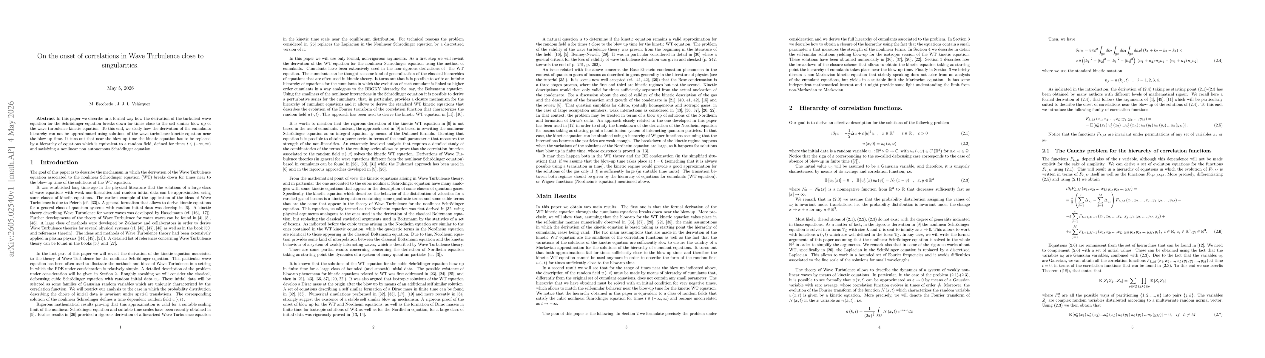 Thumbnail for On the onset of correlations in Wave Turbulence close to singularities