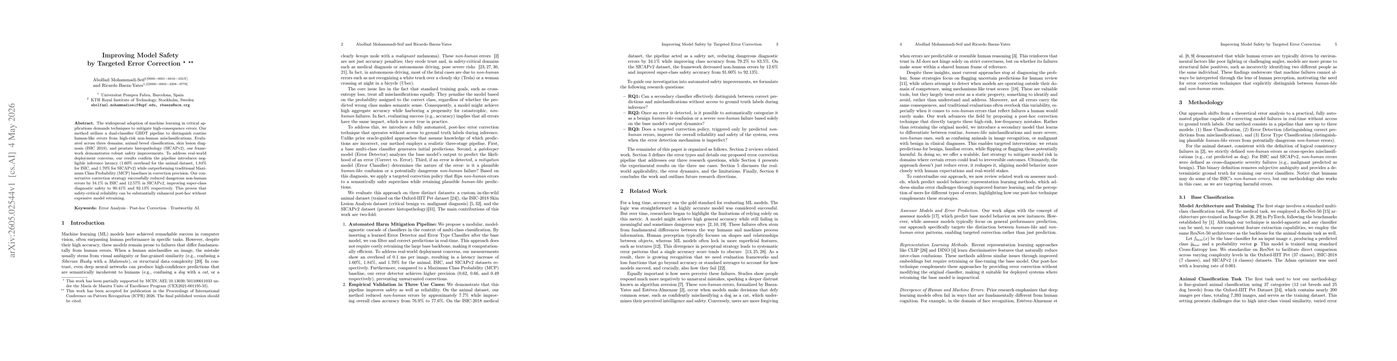 Thumbnail for Improving Model Safety by Targeted Error Correction