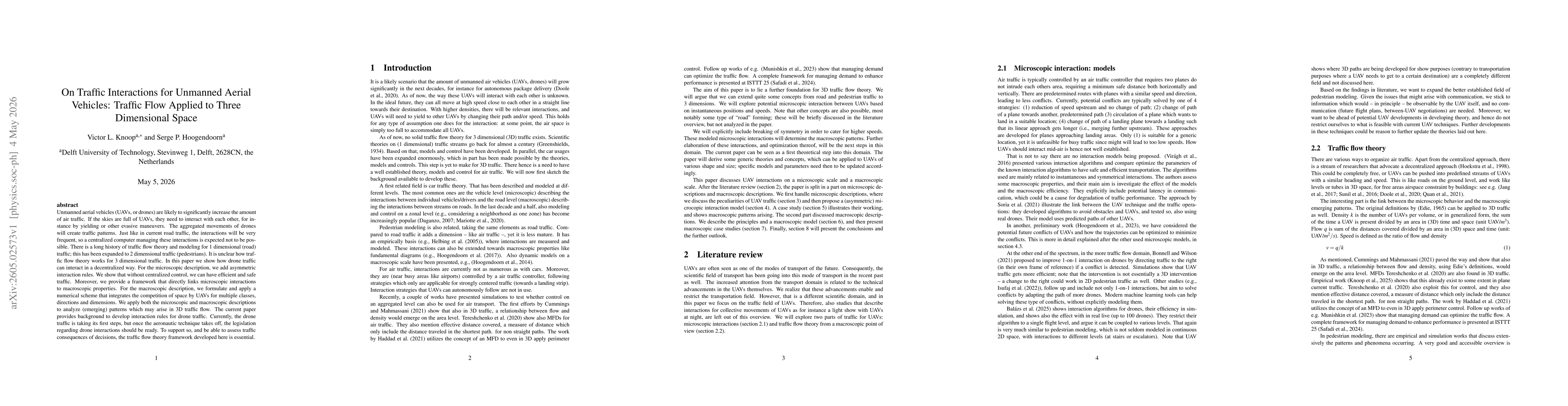 Thumbnail for On Traffic Interactions for Unmanned Aerial Vehicles: Traffic Flow Applied to Three Dimensional Space