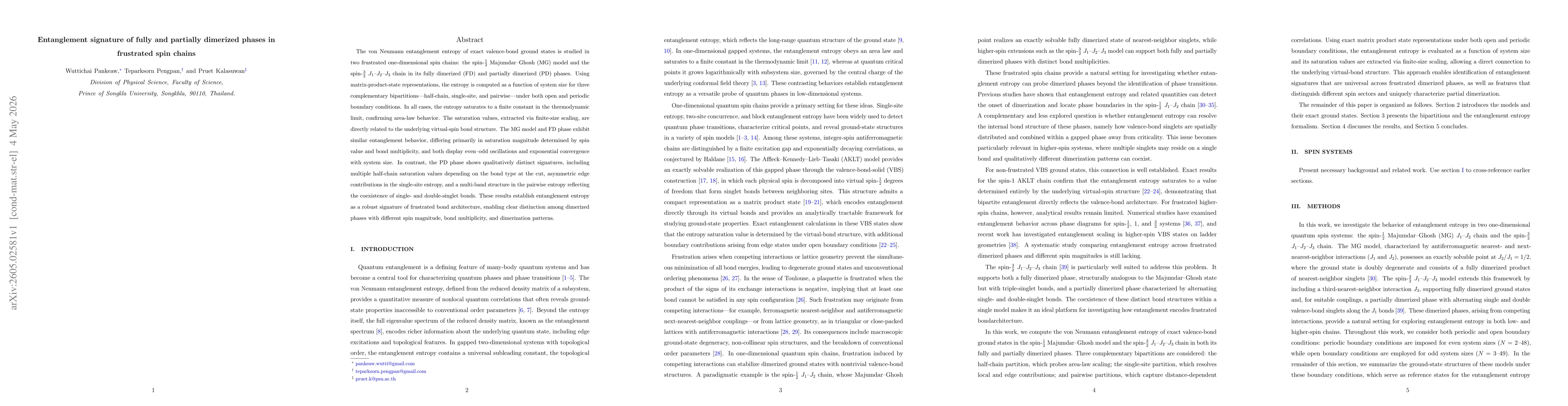Thumbnail for Entanglement signature of fully and partially dimerized phases in frustrated spin chains